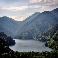 Scenic view of lake and mountains