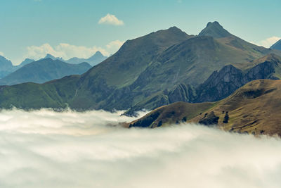 Scenic view of mountains against sky