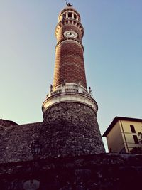 Low angle view of tower against clear sky