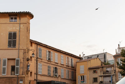 Low angle view of historic building against clear sky