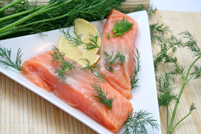 High angle view of food on table