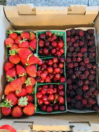 High angle view of fruits for sale in market