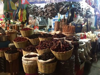 Panoramic shot of market stall for sale