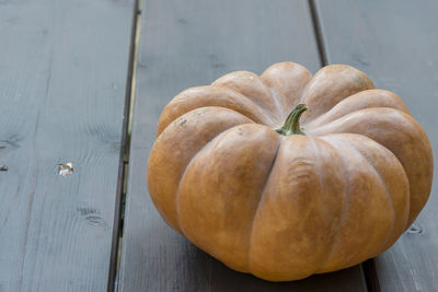 High angle view of pumpkins on table