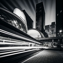 Low angle view of city at night