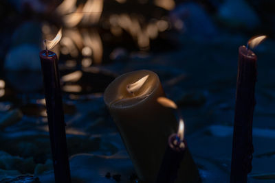 Close-up of illuminated candle