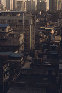 High angle view of buildings in city