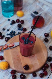 High angle view of food on table