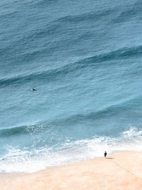 High angle view of man on beach