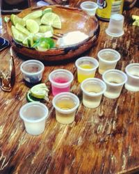 High angle view of food on table