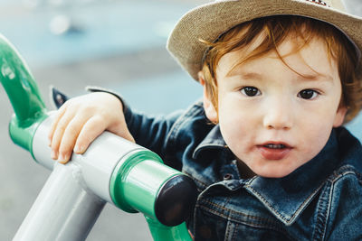 Young toddler on an exercise machine 