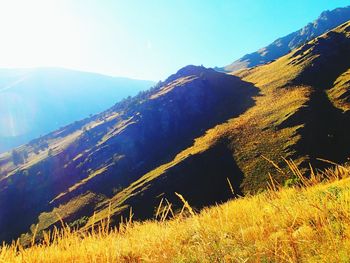 Scenic view of mountains against clear sky