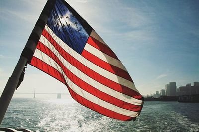 American flag against sky