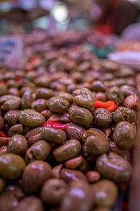 Close-up of blueberries for sale in market