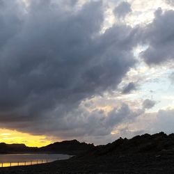 Scenic view of cloudy sky at sunset