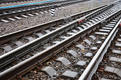 High angle view of empty railroad tracks