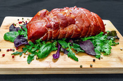 Close-up of food on cutting board