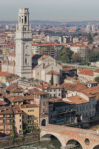 High angle view of buildings in city