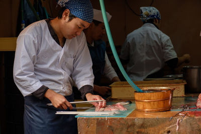 Men working on table