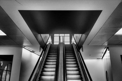 Low angle view of escalator in building