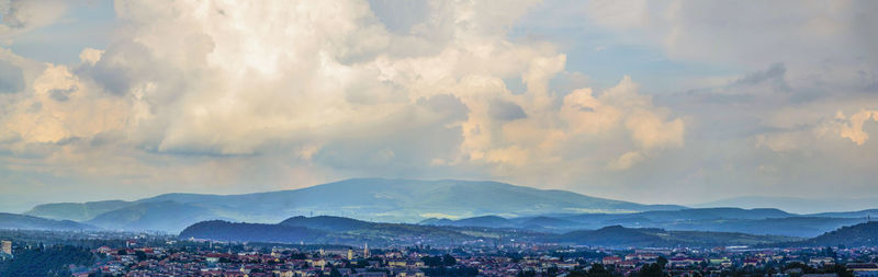 General view of mukacheve from palanok castle, western ukraine