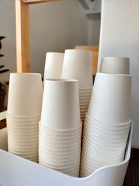 Close-up of white objects on table