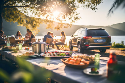 High angle view of food on table