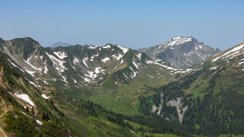 Scenic view of mountains against clear sky