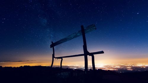 Low angle view of landscape at night