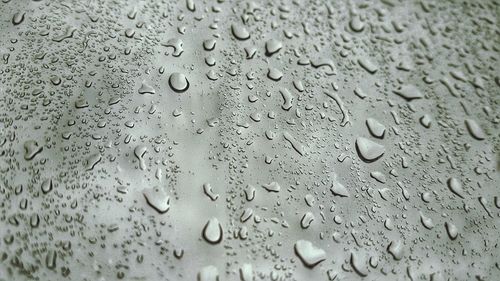 Full frame shot of raindrops on window