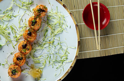 High angle view of meal served in plate