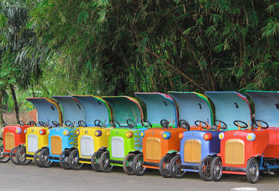 Bicycles parked in row