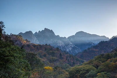 Scenic view of mountains against clear sky