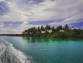 Scenic view of lake against sky