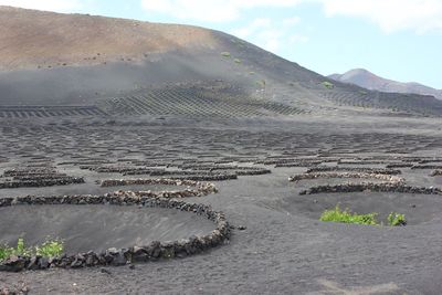 Aerial view of volcanic landscape