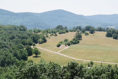 Scenic view of landscape against clear sky