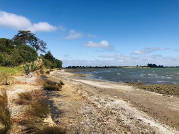 Scenic view of beach against sky