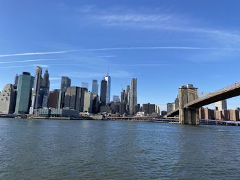 Brooklyn bridge with the new york sky line