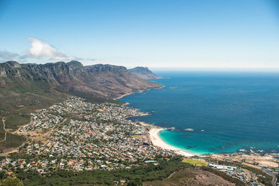 High angle view of beach against sky