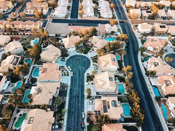 Aerial view of houses in town