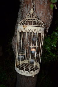 Close-up of illuminated lantern hanging at night