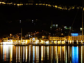 Illuminated cityscape at night