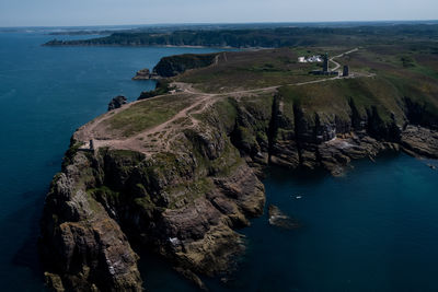 High angle view of sea against sky