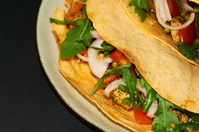 Close-up of salad served in plate