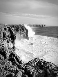 Scenic view of sea against cloudy sky