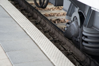 Close-up of train on railroad track