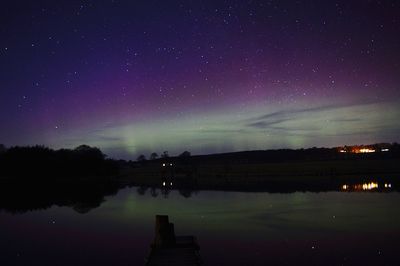 Scenic view of calm lake at night