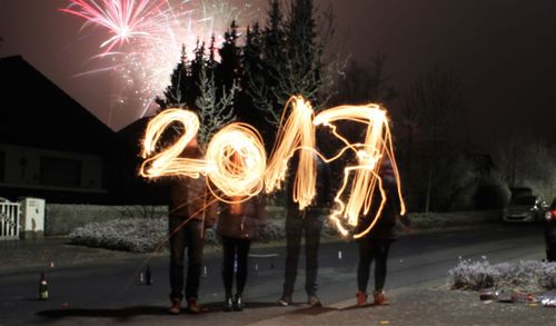 Firework display at night