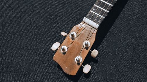 High angle view of guitar