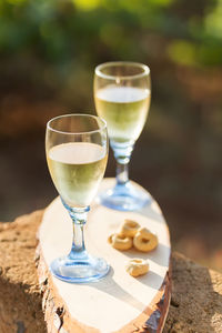 Close-up of wineglass on table